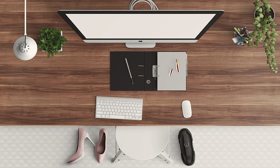 shoe, desk, computer, mac, macbook, apple, screen, electronic HD wallpaper