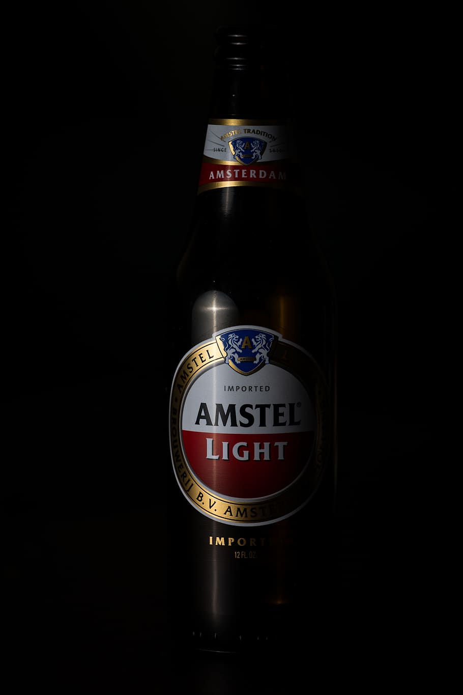 beer, bottle, amsterdam, amstel, dark, night, flash, light, HD wallpaper