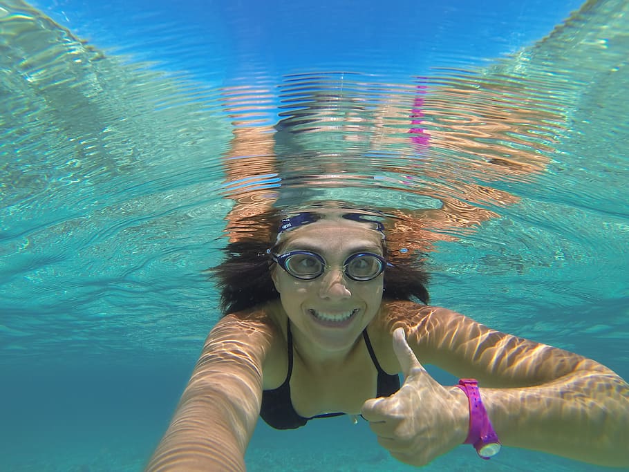 greece, thasos, water, pool, lifestyles, one person, swimming pool HD wallpaper