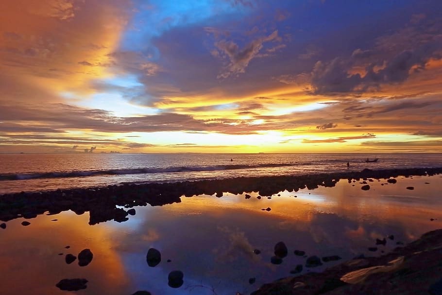 Picture of Water Body Under White Clouds and Blue Sky, beach HD wallpaper
