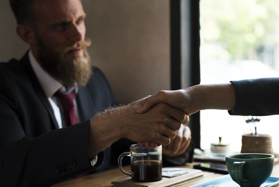 Two Person Shaking Hands, blur, brainstorming, close-up, coffee HD wallpaper