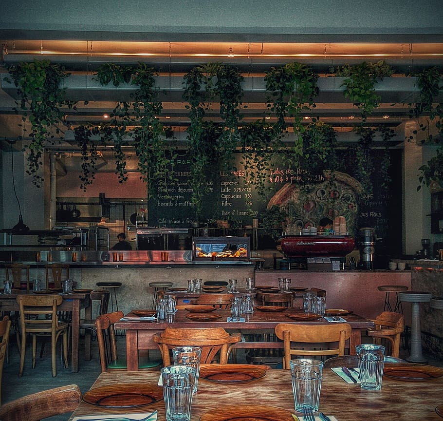 canada, montréal, café parvis, table, seat, chair, restaurant, HD wallpaper