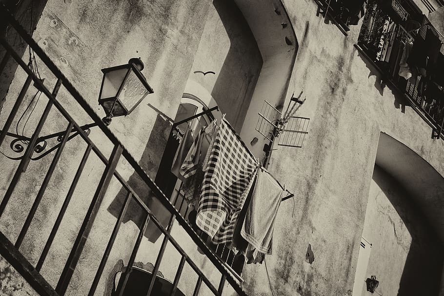 clothes, old, vintage, light, lamp, architecture, high angle view HD wallpaper
