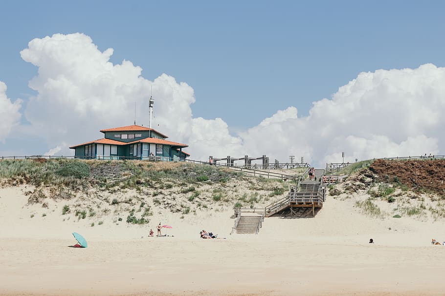 architecture, building, rest, house, clouds, sky, landscape HD wallpaper