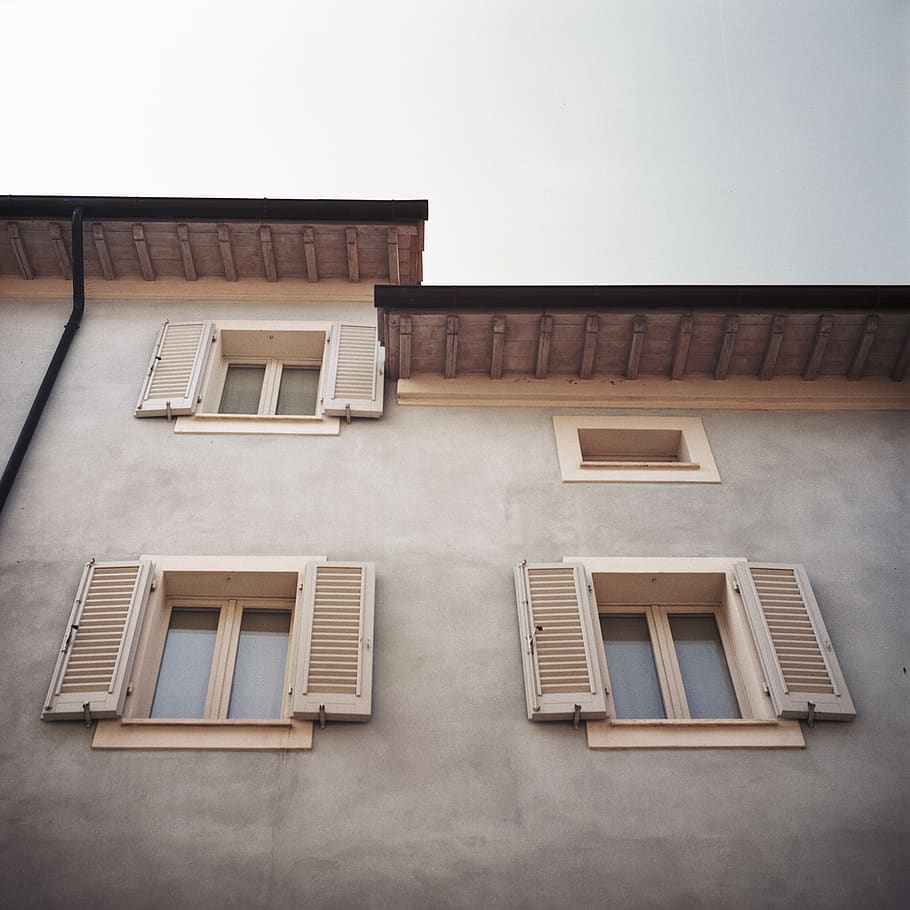 four opened windows, architecture, building exterior, built structure HD wallpaper