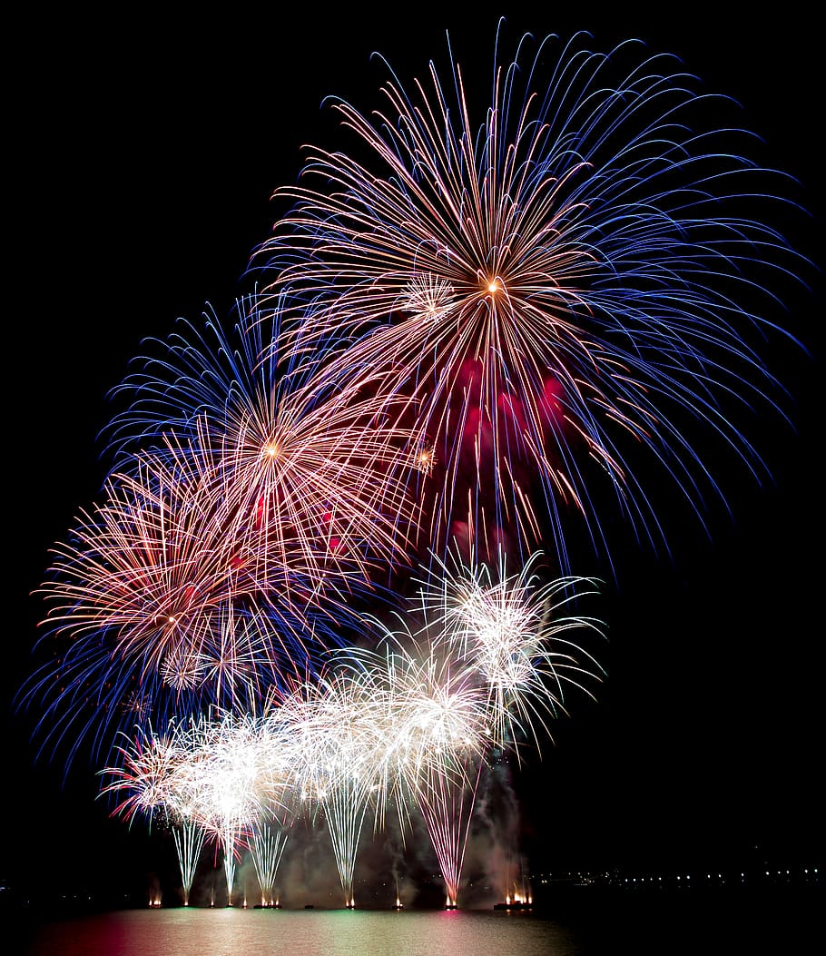 australia, canberra, firework, celebration, night, event, illuminated HD wallpaper