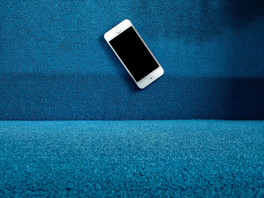 blue iPod touch on blue pavement, communication, indoors, wireless technology HD wallpaper