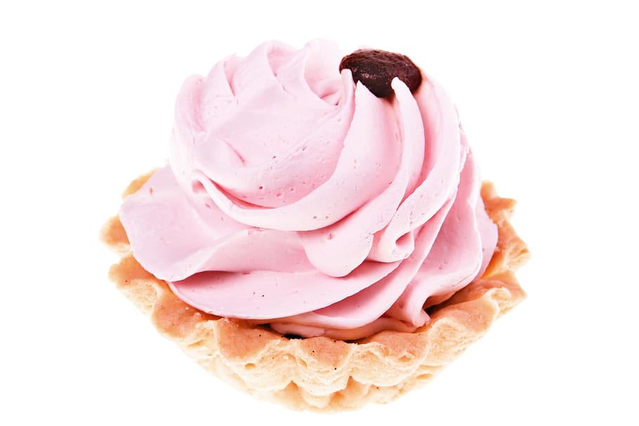 cupcake, food and drink, sweet, pink color, sweet food, white background HD wallpaper
