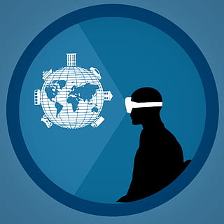 Illustration of person using virtual reality headset., augmented HD wallpaper