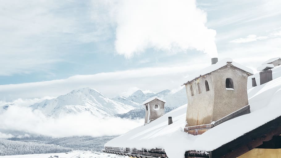 mountains covered with snow, sankt moritz, swiss alp, switzerland HD wallpaper