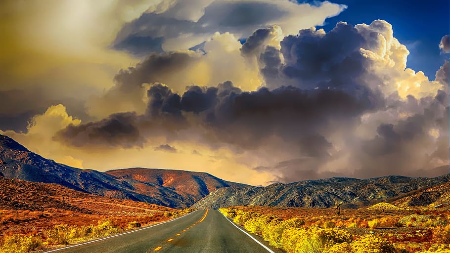panoramic, nature, landscape, sky, travel, cloud - sky, road HD wallpaper