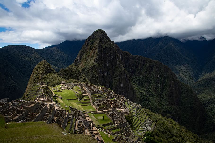 Machu Picchu, Peru, clouds, daylight, environment, grass, inca HD wallpaper