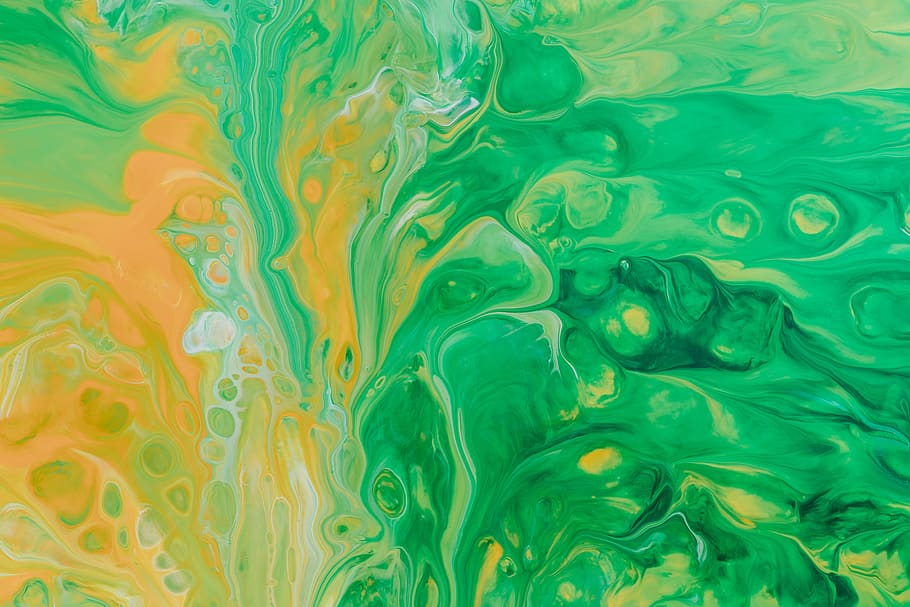 green and yellow abstract painting, backgrounds, pattern, multi colored, HD wallpaper
