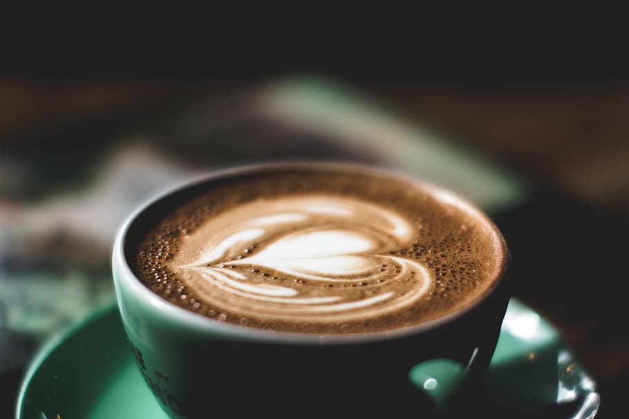 green ceramic mug filled with espresso, coffee - drink, food and drink HD wallpaper