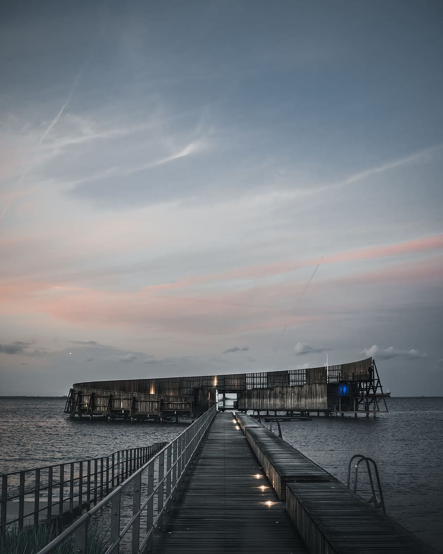 empty boardwalk, pier, bridge, architecture, water, sea, ocean HD wallpaper