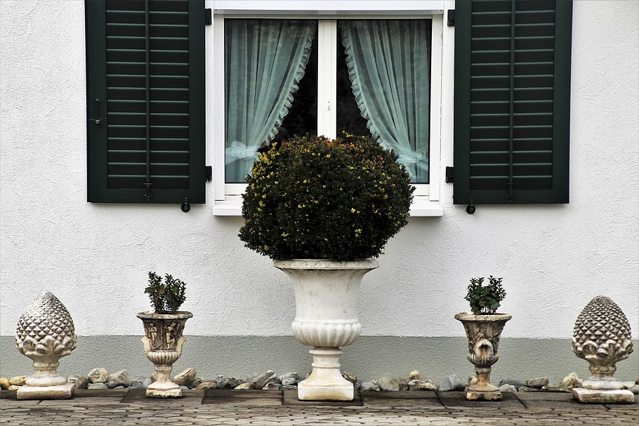 house, window, decoration, spring, shutters, facade, no one HD wallpaper