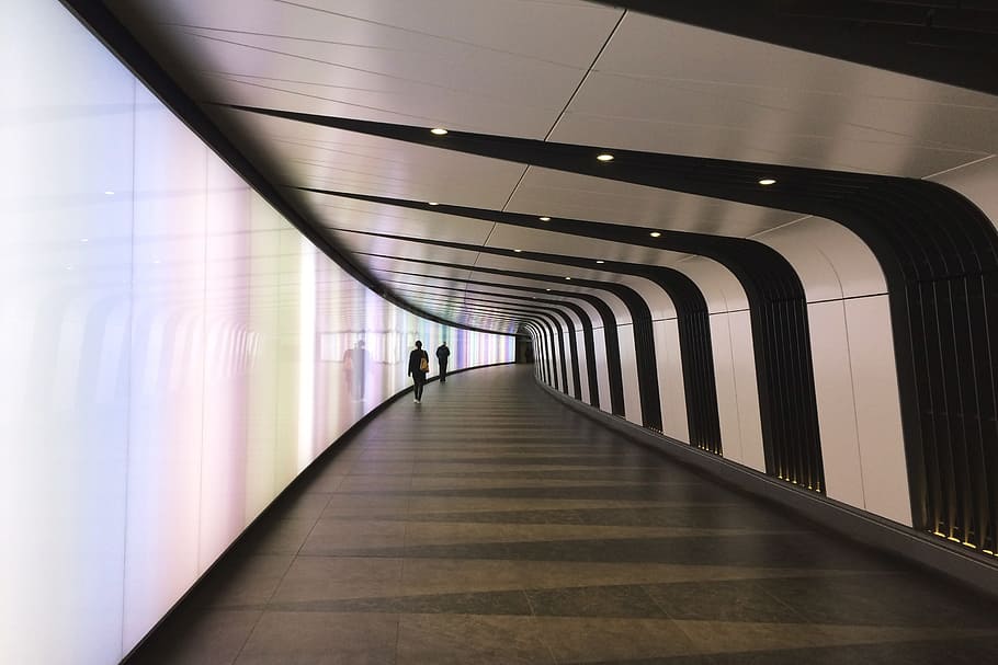 Futuristic Tunnel, architecture, the way forward, direction, illuminated HD wallpaper