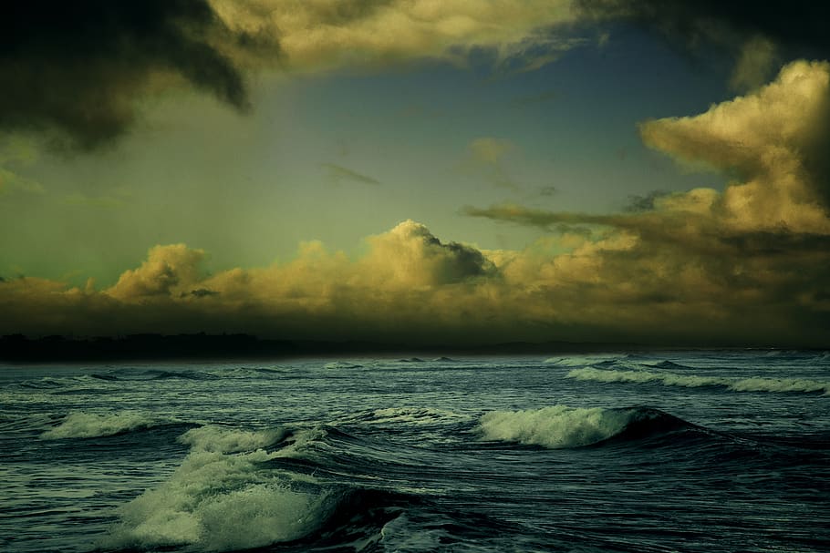 beach, shore, typhoon, scene, monsoon, waves, ocean, sea, cyclone HD wallpaper
