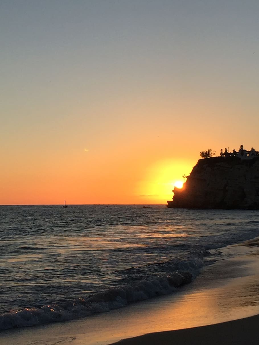 sunset, sea, sky, water, beach, scenics - nature, beauty in nature HD wallpaper