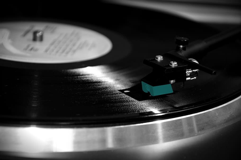 Black and Silver Turntable, data, mono, play, record, shiny, sound HD wallpaper