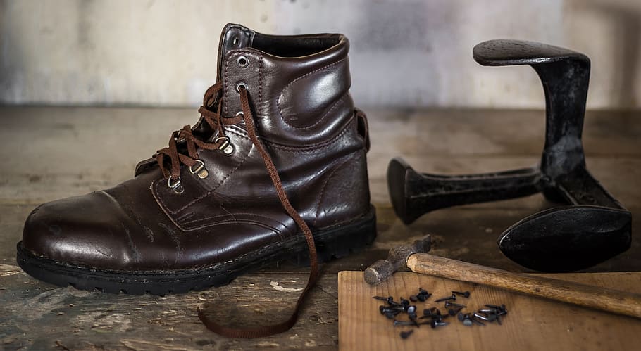 shoemaking, shoemaker, human, hammer, craft, repair, wood, work