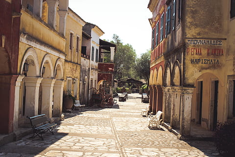 greece, corfu, old willage, corfou, kerkira, architecture, built structure HD wallpaper