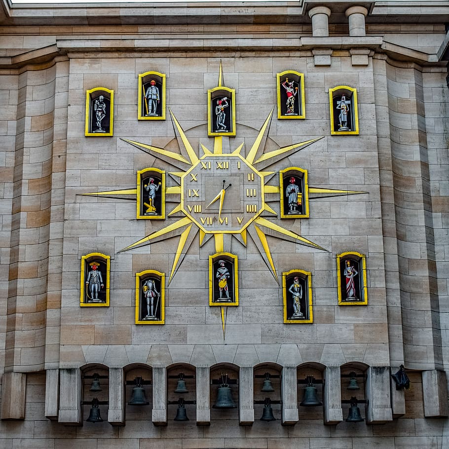 clock, wall, time, hours, building, architecture, sightseeing HD wallpaper