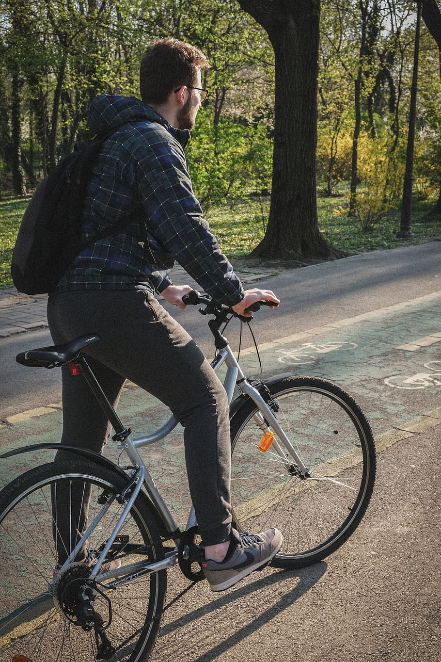 machine, wheel, bicycle, transportation, vehicle, bike, person HD wallpaper
