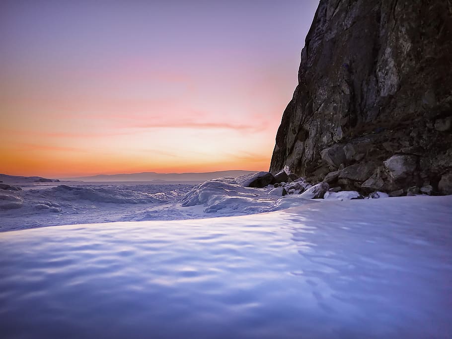 Scenic View of Landscape During Dusk, cold, dawn, environment HD wallpaper