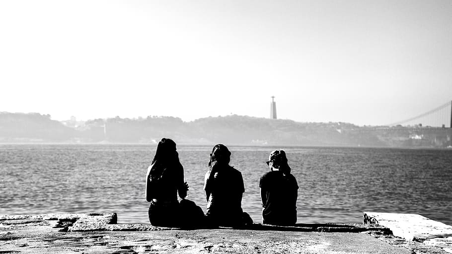 human, person, silhouette, portugal, lisboa, water, sitting