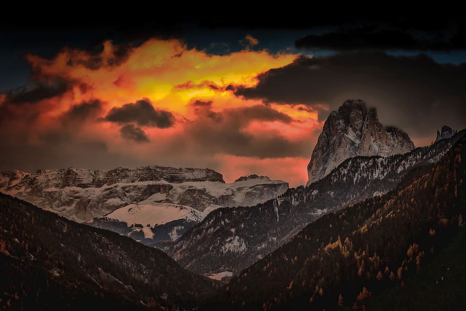 Rock Formation during Golden Hour, adventure, climb, cloud, clouds HD wallpaper