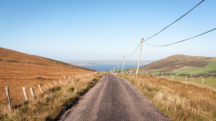dirt pathway between steppe, road, sky, transportation, the way forward HD wallpaper