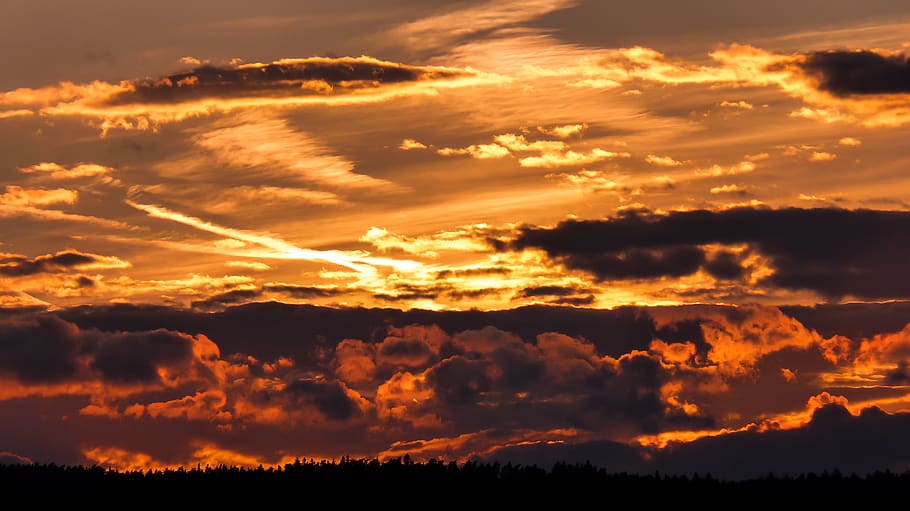 sunset, dawn, panorama, nature, dusk, light, dramatic, bright HD wallpaper
