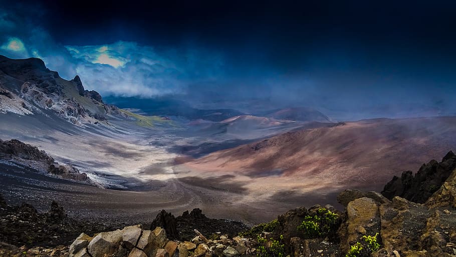 Scenic View of Mountains, clouds, dawn, daylight, dusk, hawaii HD wallpaper