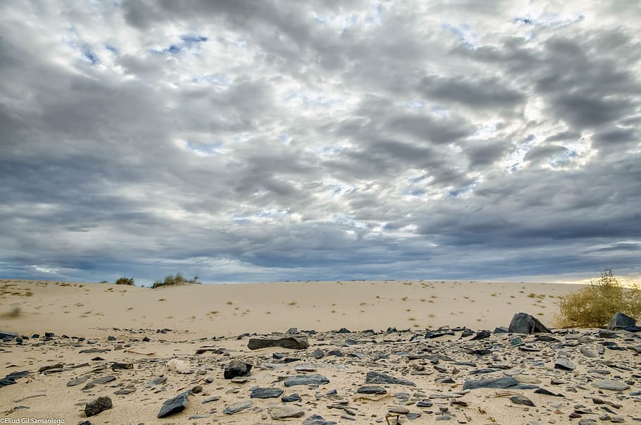 desert, landscape, clouds, rock, low shot, paisaje, nature HD wallpaper