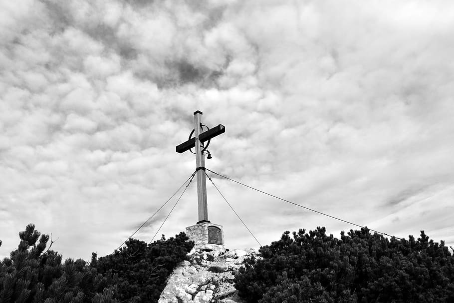 cross, cloud - sky, plant, low angle view, tree, nature, day HD wallpaper
