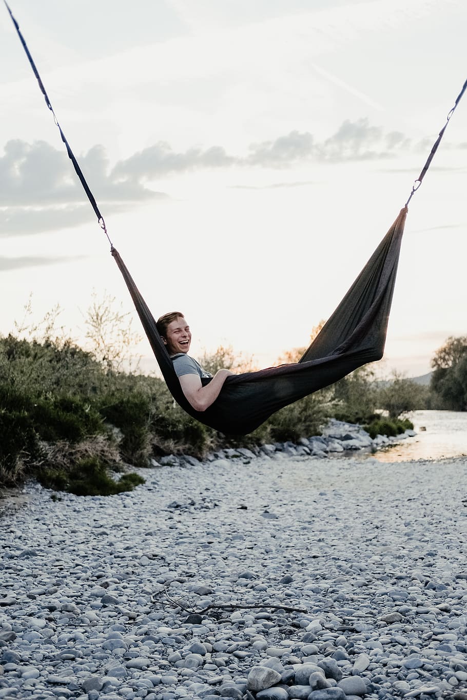 man lying on hammock, one person, leisure activity, real people HD wallpaper