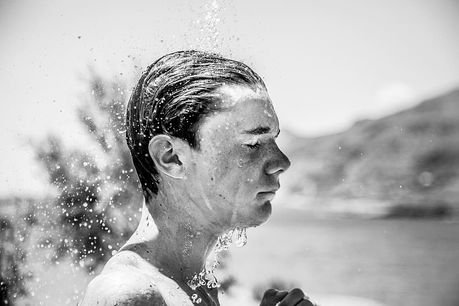 sea, water, boy, beach, ocean, headshot, portrait, one person HD wallpaper