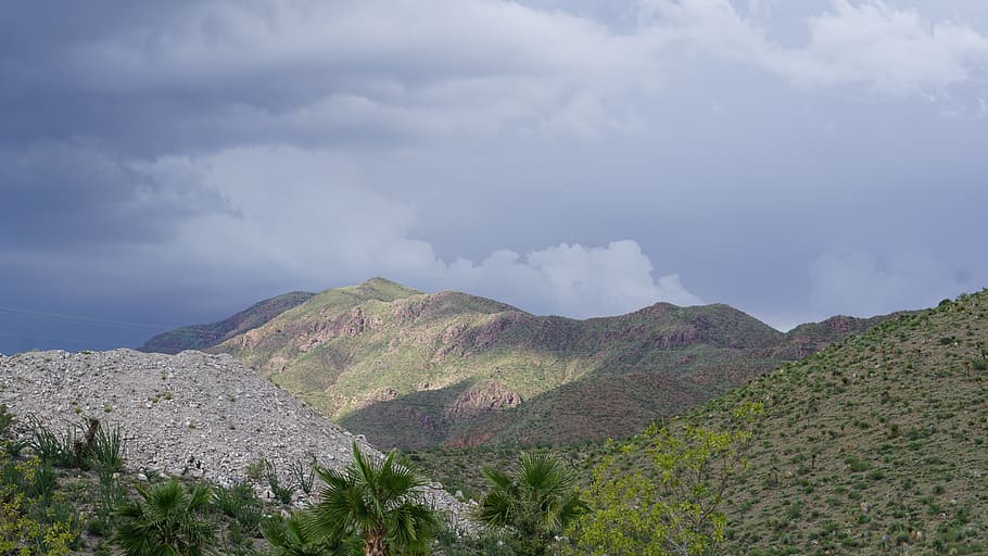 mountain, shadow, light, palm, green, cloud, cloudy, peace HD wallpaper