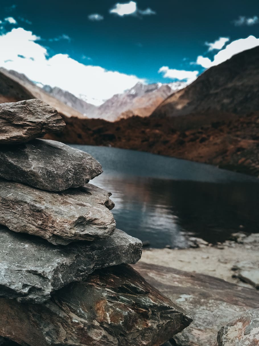 Rock Balancing, environment, mountain, nature, rocks, scenic HD wallpaper