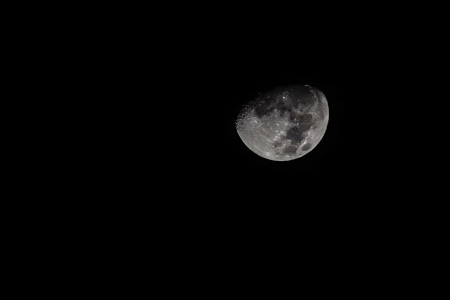 black, gray, moon, night, sky, space, astronomy, beauty in nature HD wallpaper