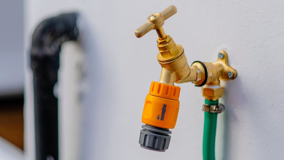 brass-colored faucet, indoors, close-up, focus on foreground HD wallpaper