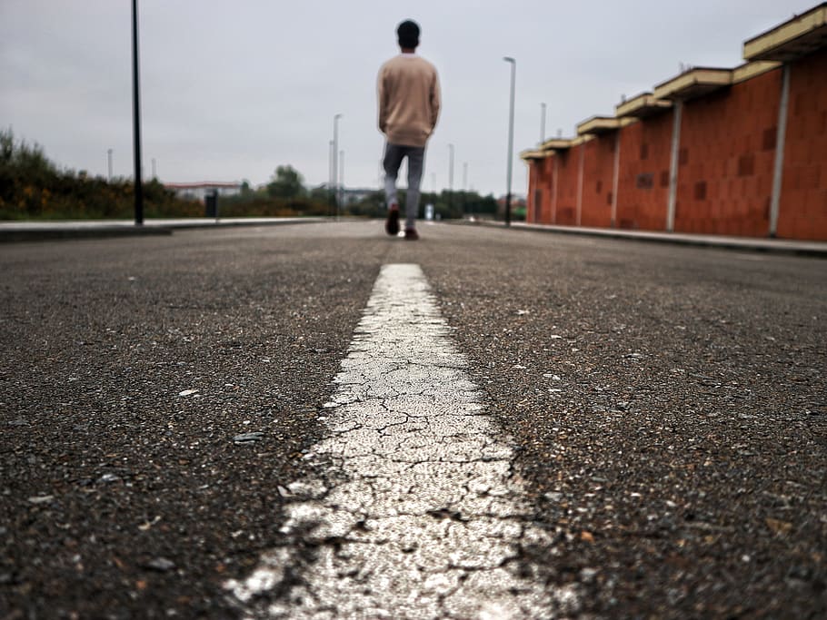 spain, carballo, rear view, one person, transportation, road HD wallpaper