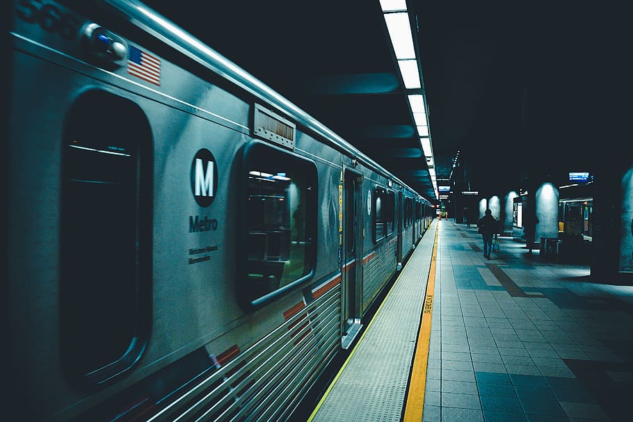 person walking beside train, rail transportation, mode of transportation HD wallpaper