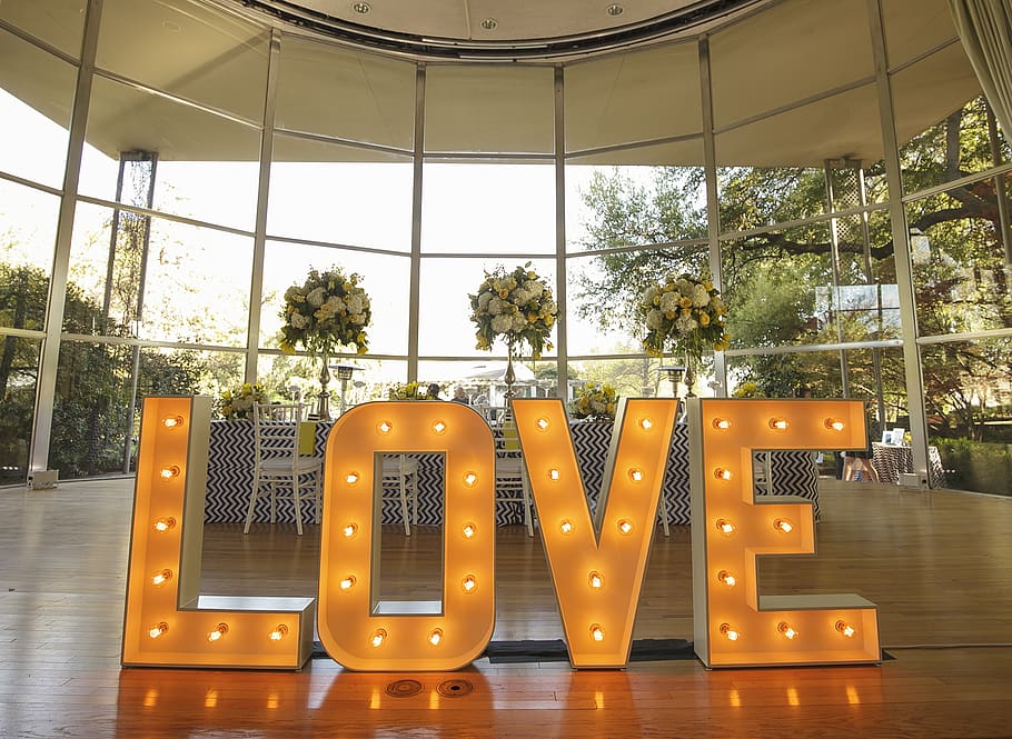 Love word decor, tree, seat, chair, architecture, indoors, window HD wallpaper