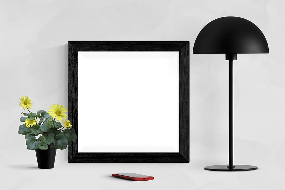 frame, poster, mockup, wall, interior, template, blank, canvas