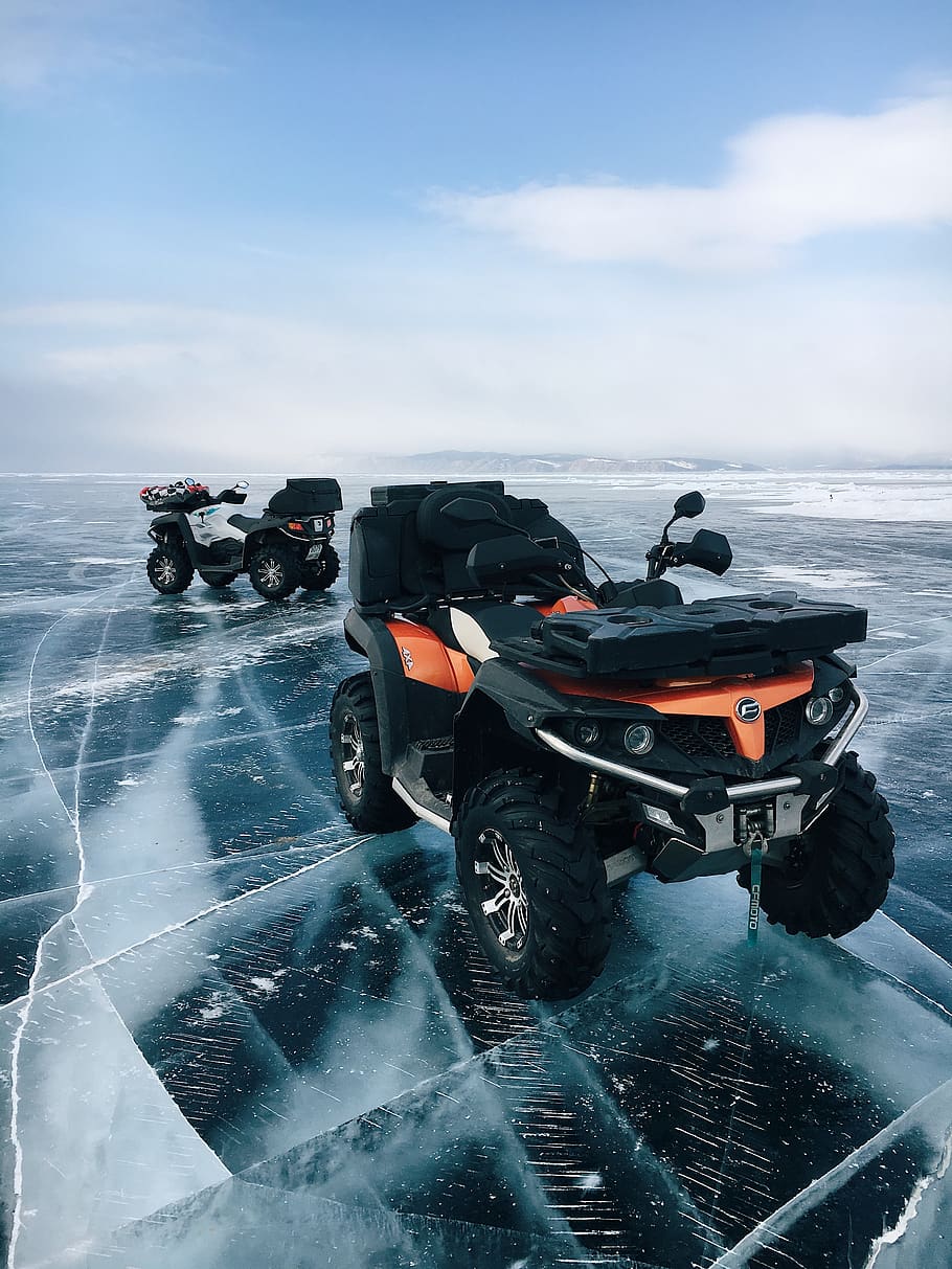 black and red ATV, transportation, mode of transportation, sky HD wallpaper
