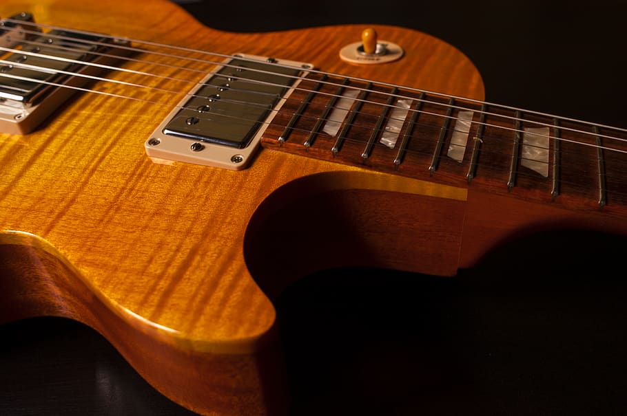 electric, guitar, strings, musical, instrument, glossy, brown HD wallpaper