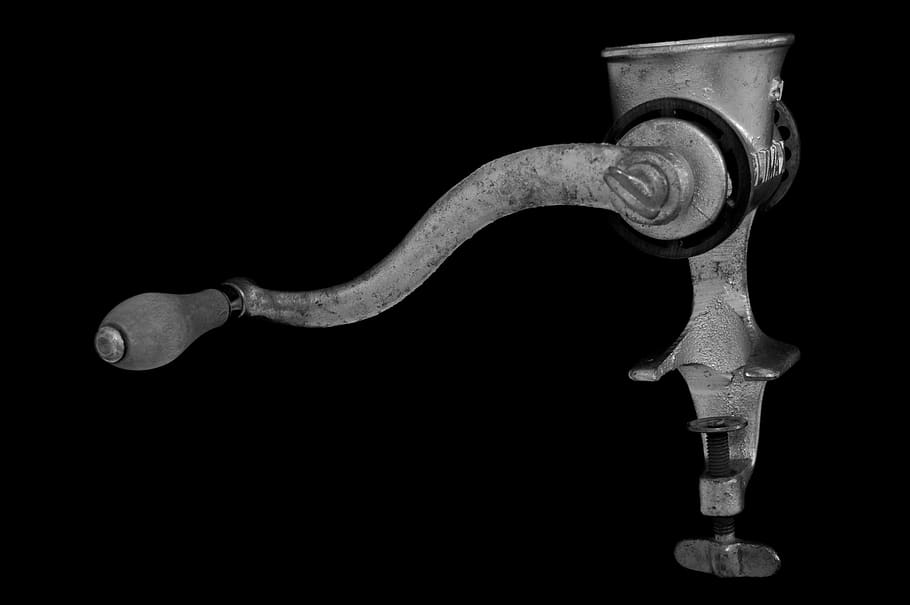 tool, tools, kitches, grinder, meat grinder, black and white HD wallpaper