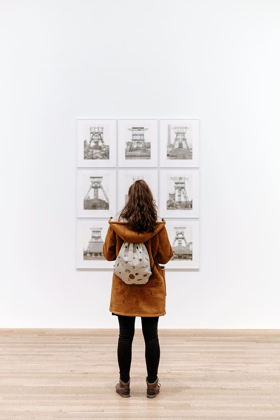 white, wall, frame, art, people, girl, alone, thinking, inside HD wallpaper